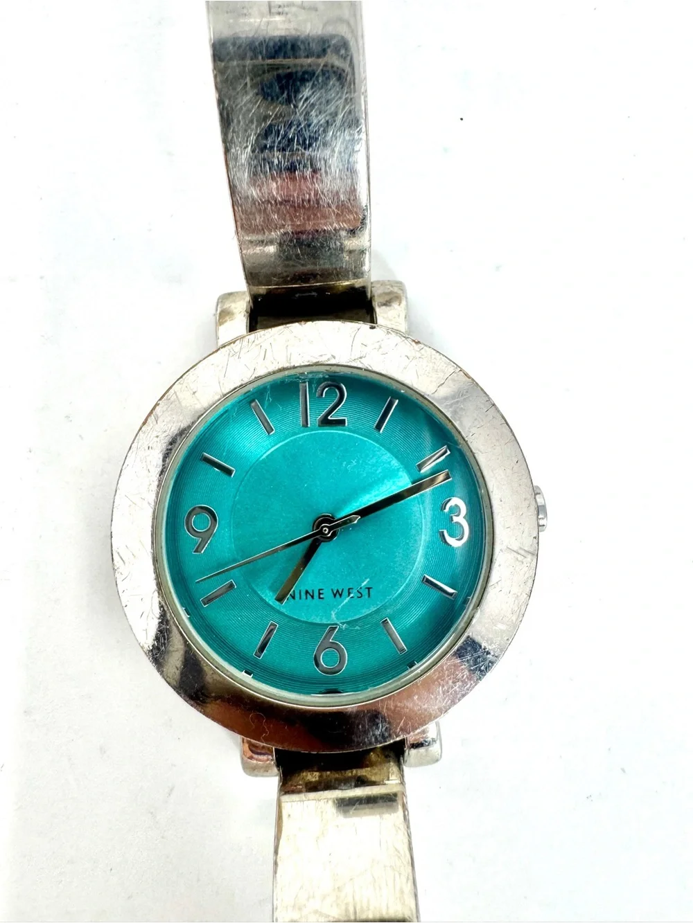 Nine West Women's Silver-Tone Bangle Watch Model NW/1631 - New Battery